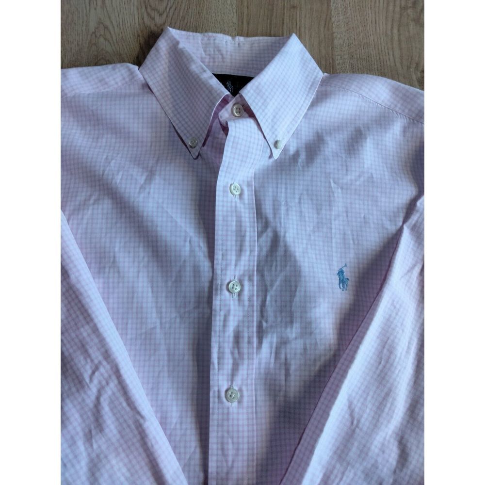 Ralph Lauren Men's Classic Fit‎ Pink Gingham Button Down Shirt Size 15 Blue Pony
